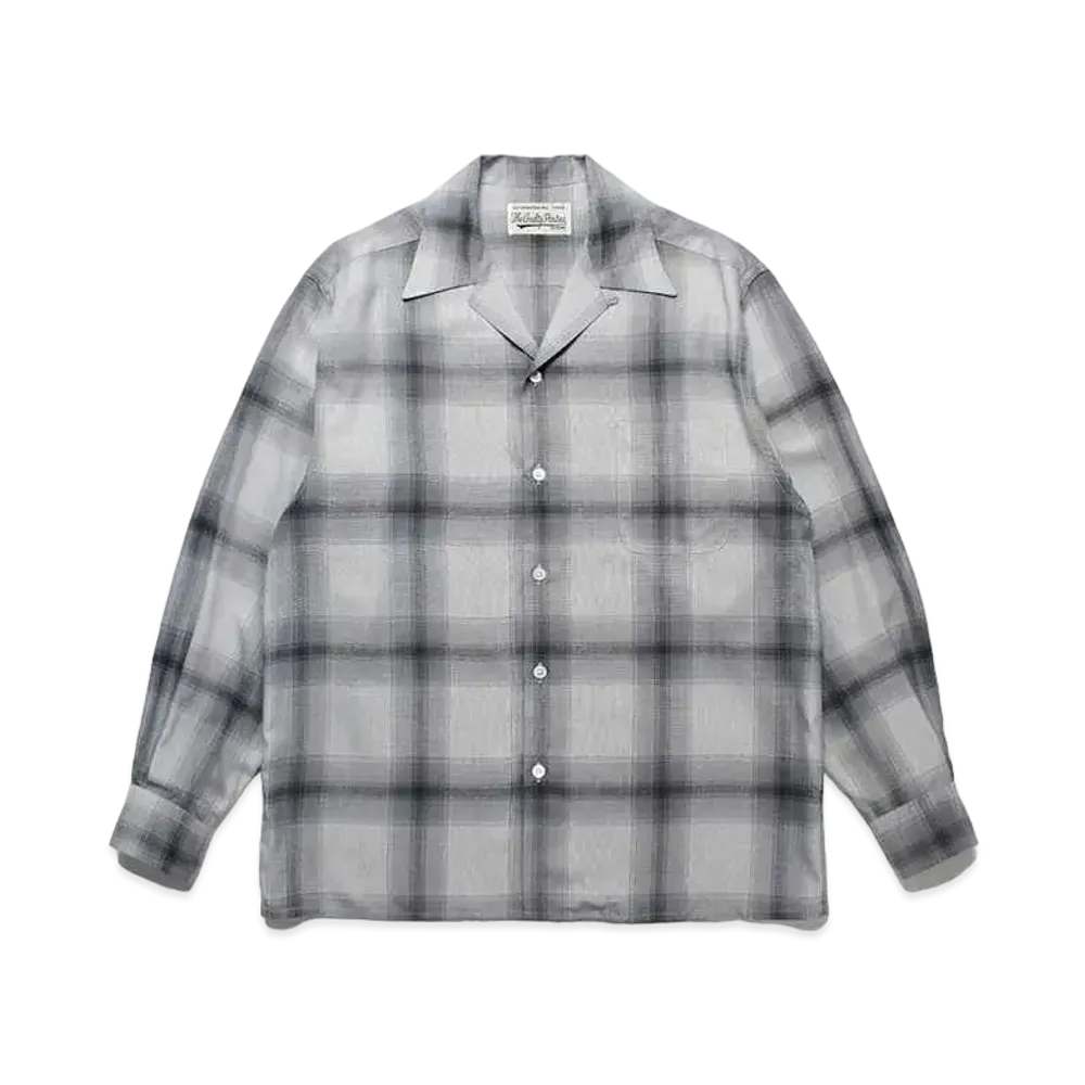 WACKO MARIA Check Open Collar Shirt "White Black"