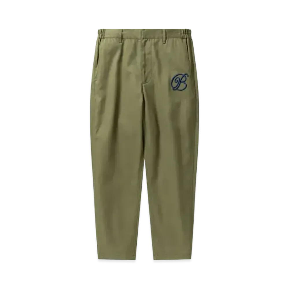 Black Eye Patch B Emblem Cotton Tailored Pants "Olive"