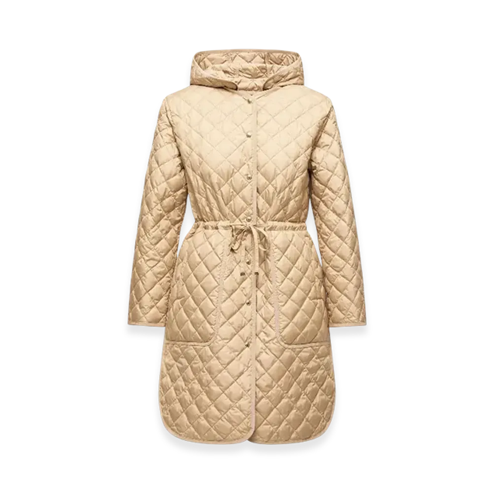 MONCLER Etelan Hooded Diamond-Quilted Long Down Jacket "Beige"