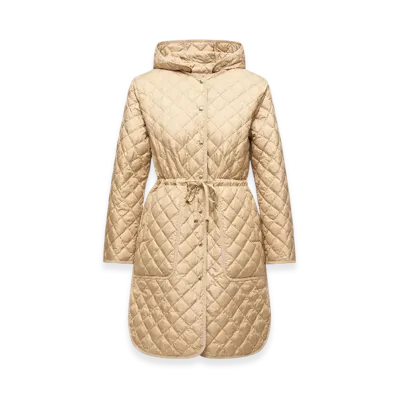 MONCLER Etelan Hooded Diamond-Quilted Long Down Jacket "Beige"