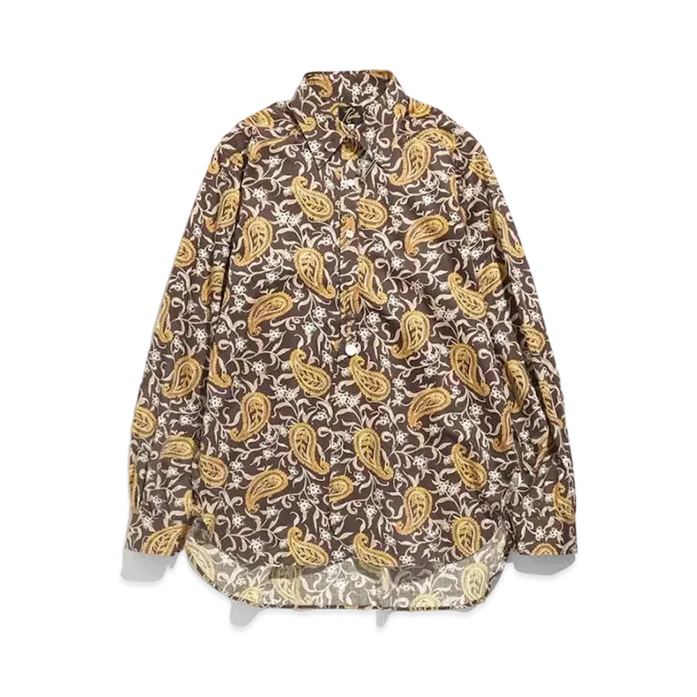 Needles PINHOLE EDW SHIRT - COTTON SATEEN / PAISLEY PT. "Brown"