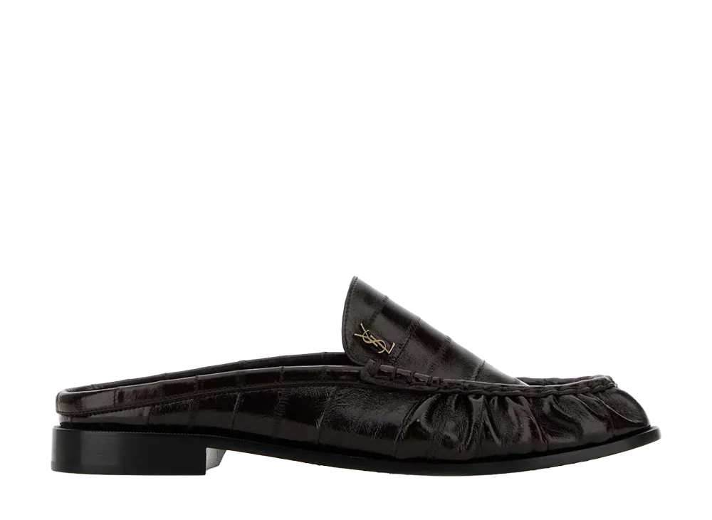 Saint Laurent Leather Le Loafers Slippers "Dark Brown"