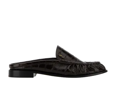 Saint Laurent Leather Le Loafers Slippers "Dark Brown"