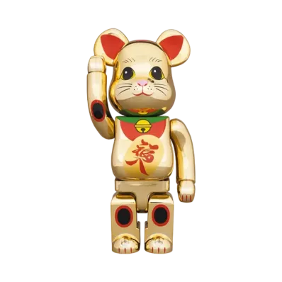 Bearbrick Maneki Neko Gold-Plated Fukuiri 400%