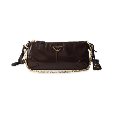 PRADA Re-Edition 2002 Medium Leather Shoulder Bag "Dark Brown"