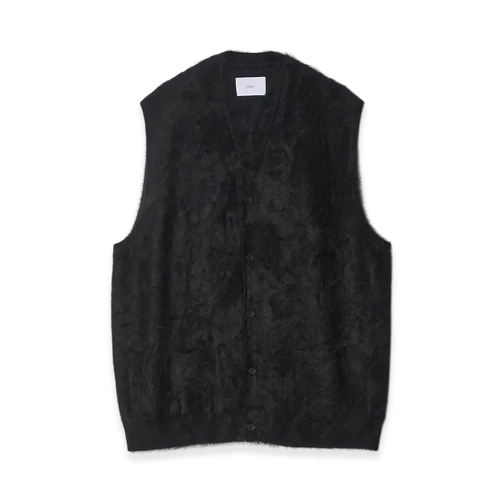 ssstein Cashmere Shaggy Knit Vest "Black"
