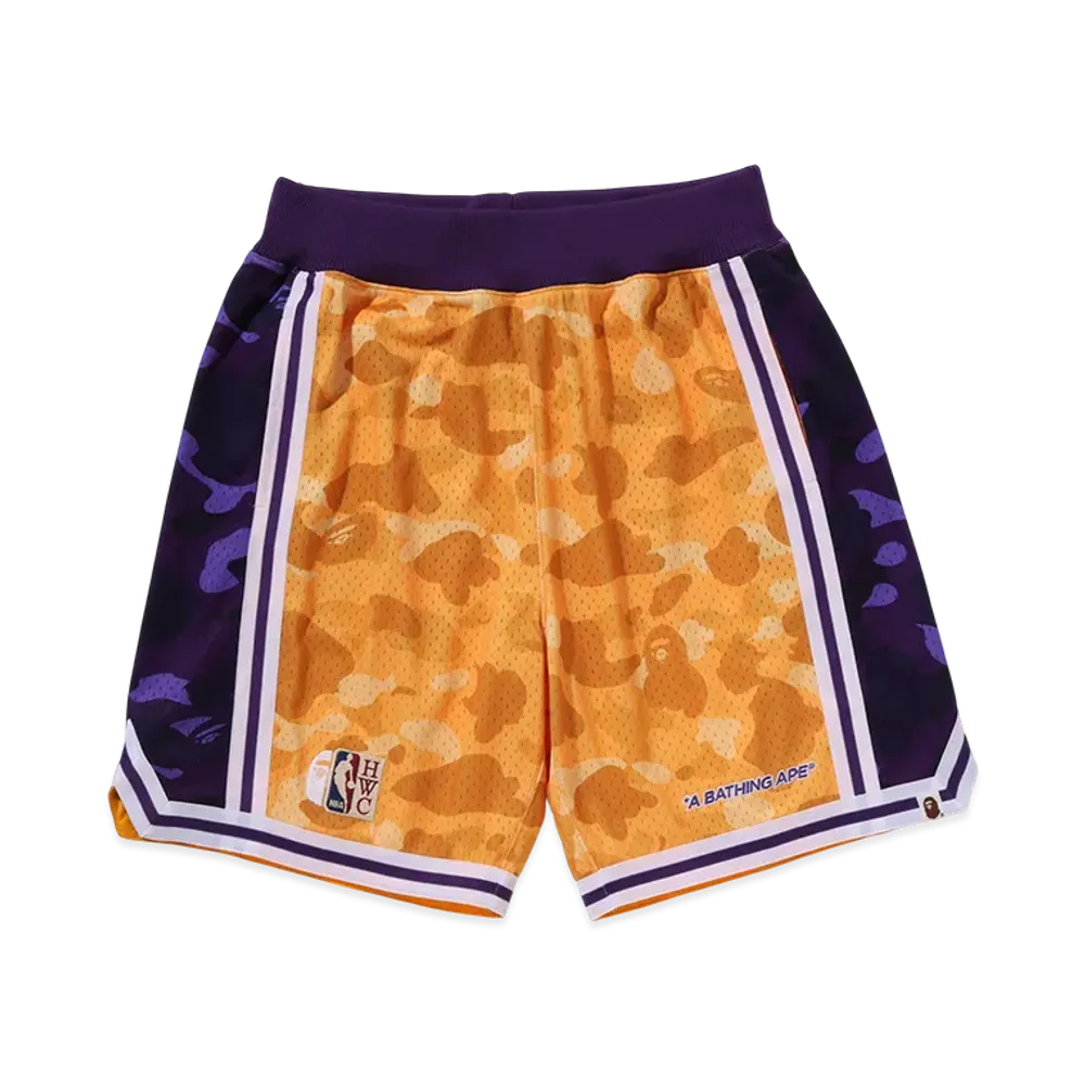 A BATHING APE x Mitchell & Ness x NBA Los Angeles Lakers Swingman Shorts "Yellow"