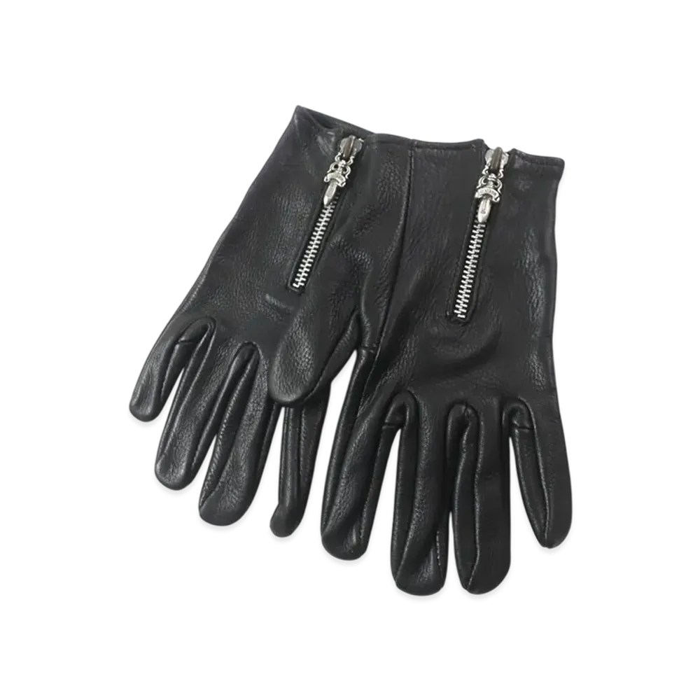 Chrome Hearts Dagger Zip Leather Gloves "Black"
