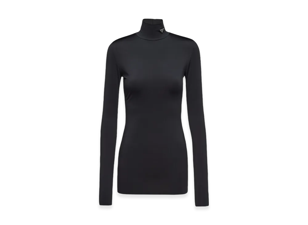 PRADA Women's Jersey Turtleneck Top "Black"