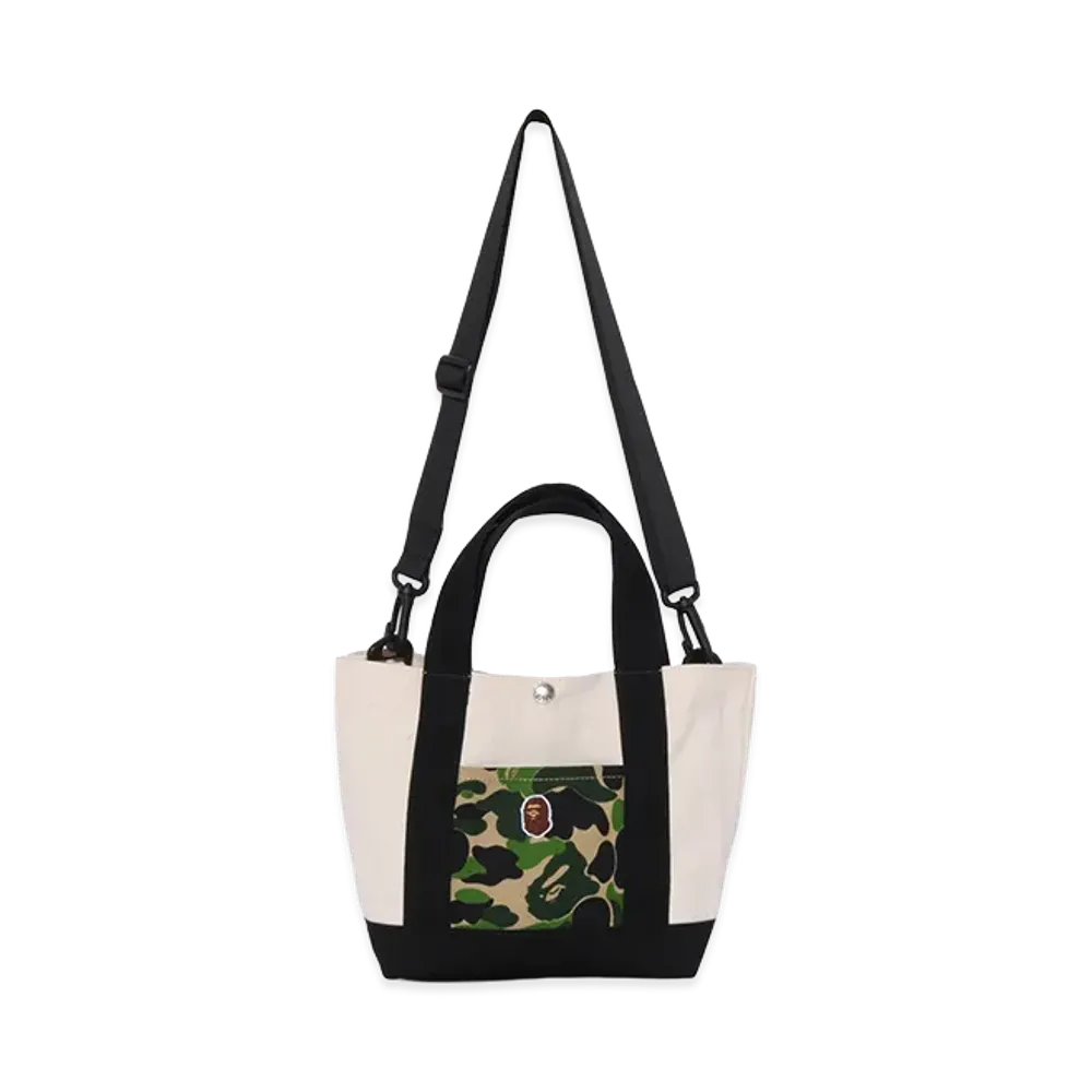 A BATHING APE Kids ABC Camo Pocket Tote Bag "White"