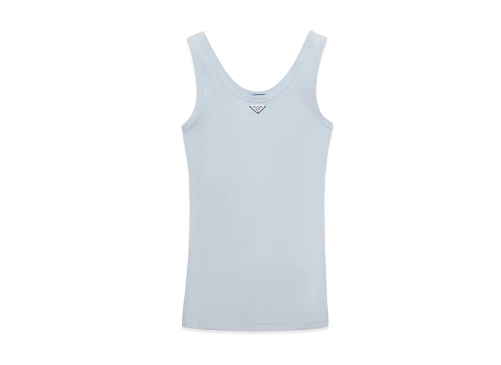PRADA Women's Ribbed Knit Top "Sky Blue"