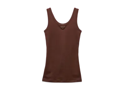 PRADA Women's Ribbed Knit Top "Dark Brown"
