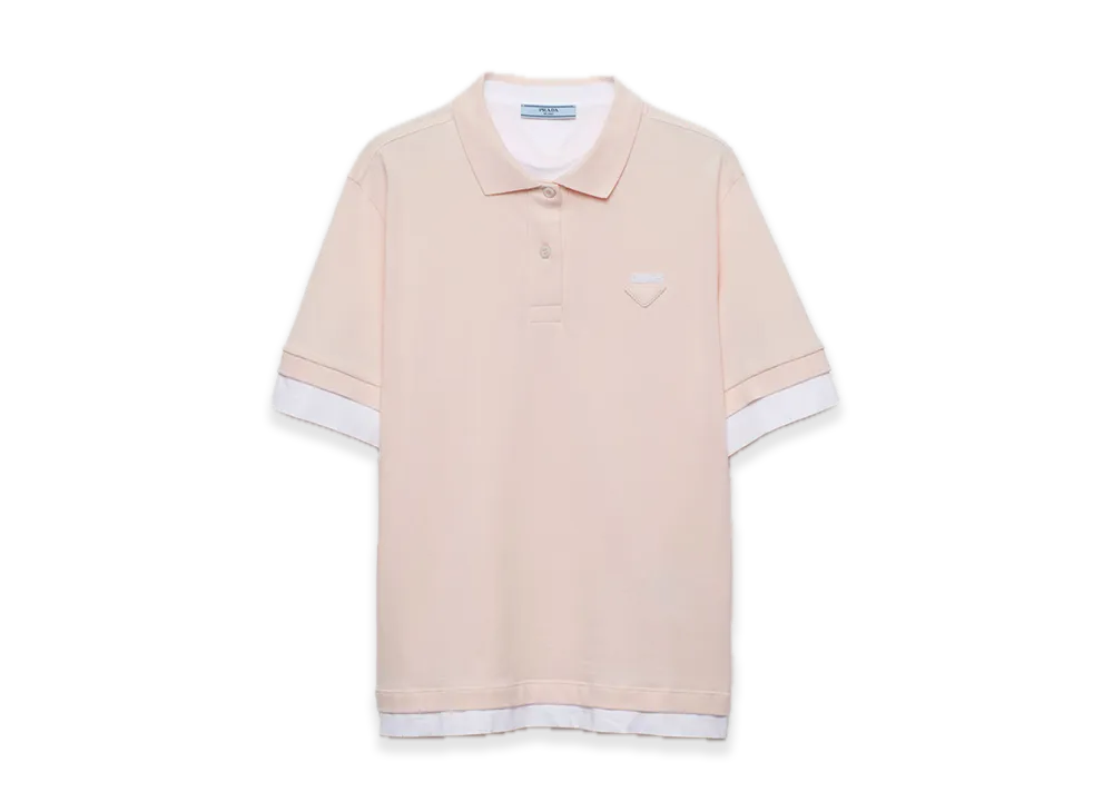 PRADA Pique x Jersey Polo Shirt "Pale pink"