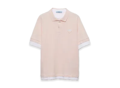 PRADA Pique x Jersey Polo Shirt "Pale pink"
