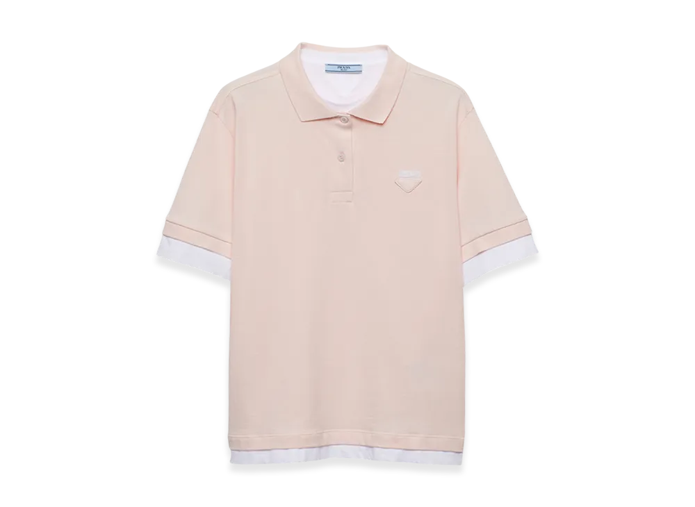 PRADA Women's Pique Jersey Polo Shirt "Peach"