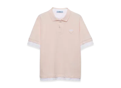 PRADA Women's Pique Jersey Polo Shirt "Peach"