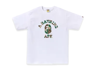 A BATHING APE Liquid Camo College Tee "White/Olivedrab"