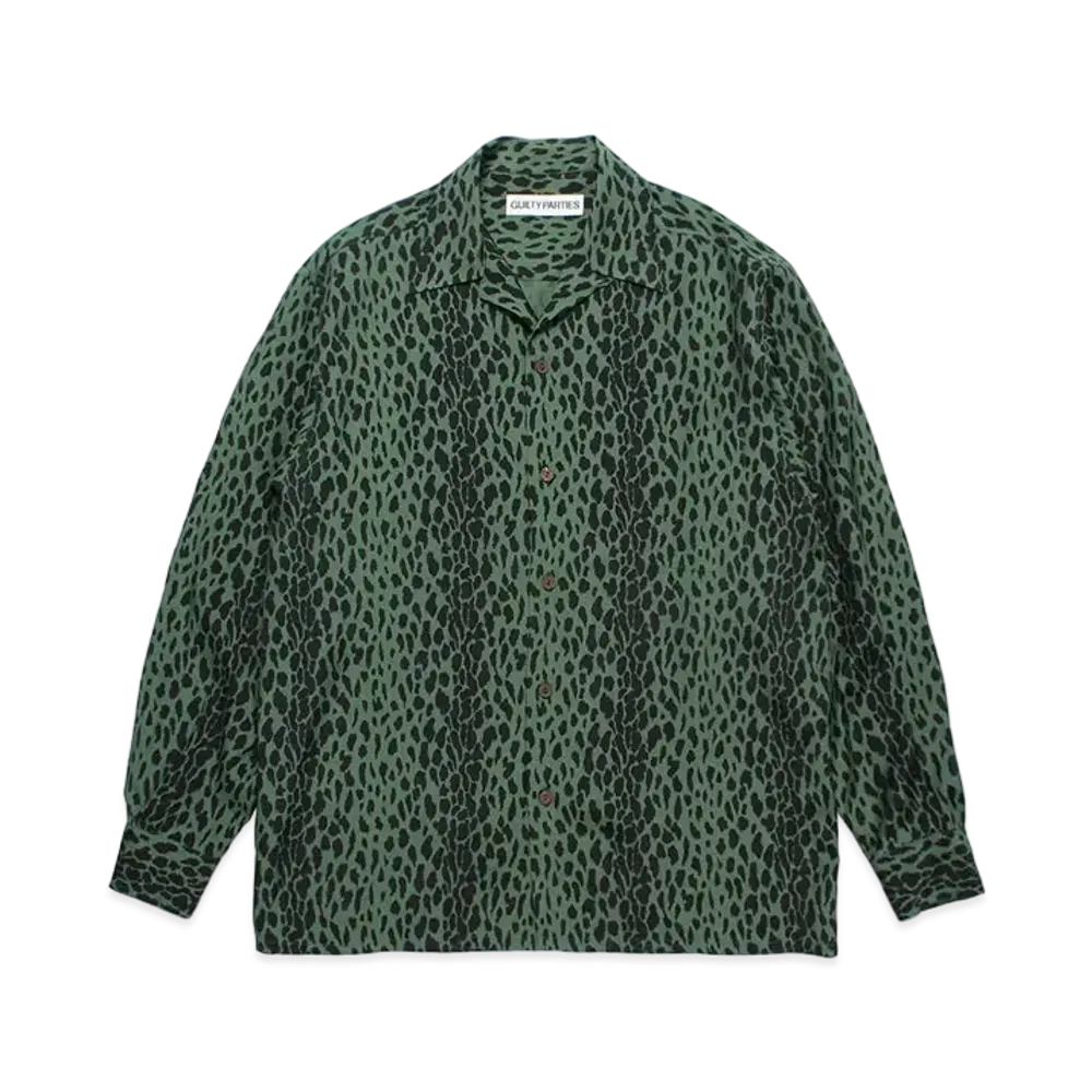 WACKO MARIA Leopard Open Collar Shirt "Green"