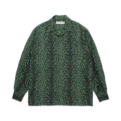 WACKO MARIA Leopard Open Collar Shirt "Green"