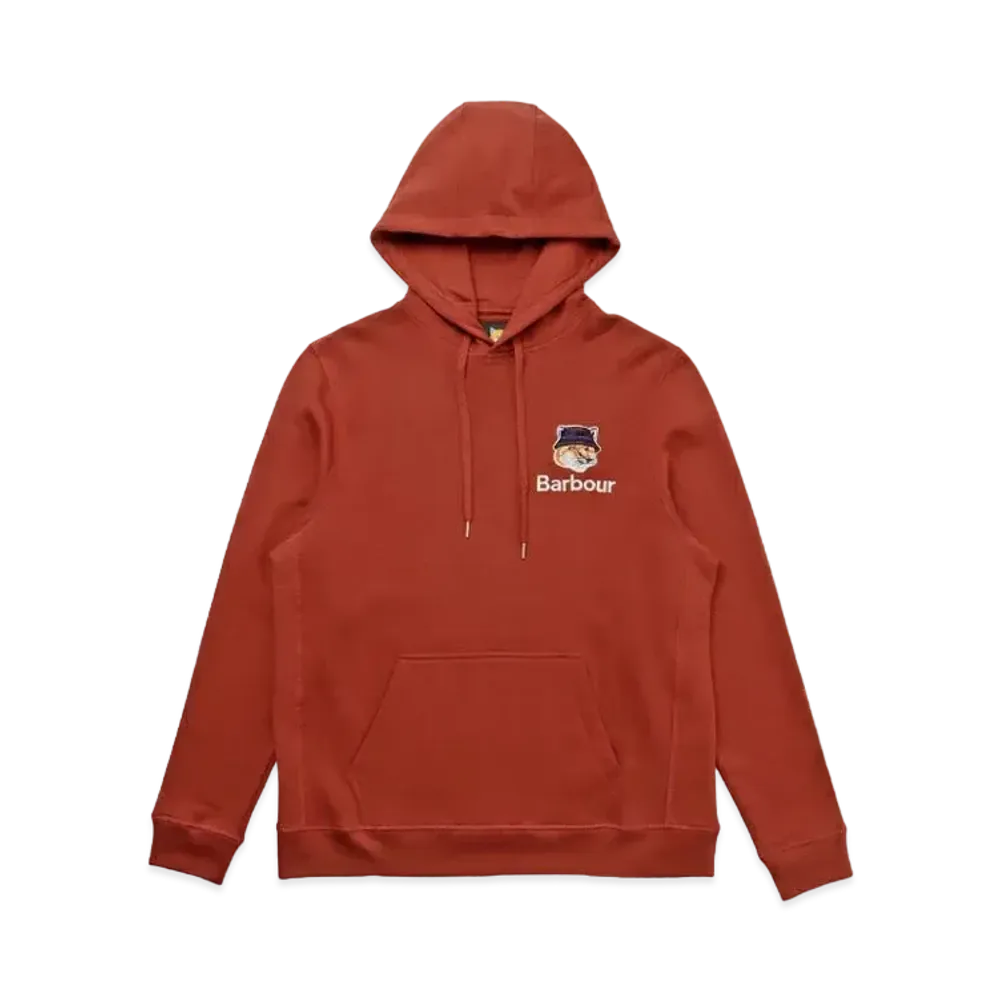 Barbour x Maison Kitsune Fox Logo Hoodie "Orange"