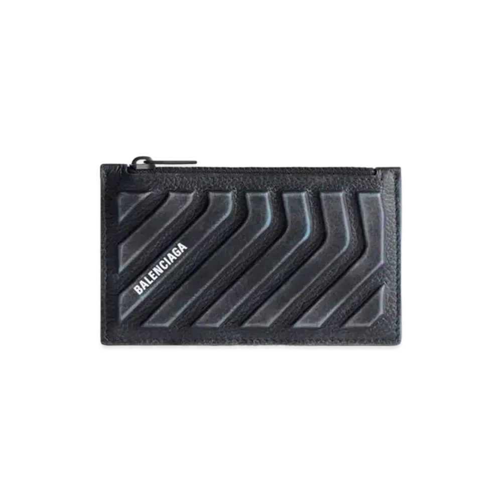 BALENCIAGA Car Long Coin and Card Holder Dirty Effect on Grained Calfskin "Black"
