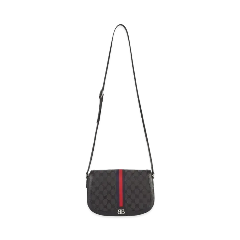 GUCCI x BALENCIAGA The Hacker Medium Shoulder Bag Canvas Jacquard "Black"