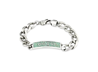 GUCCI Enamel Bracelet With Gucci Logo "Lightblue/Gray"