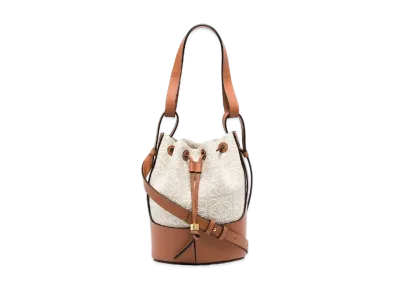 LOEWE Small Balloon Bag In Anagram Jacquard And Calfskin "Ecru / Tan"