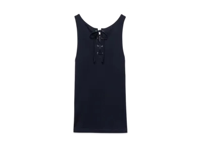PRADA Women's Cotton Tank Top with Laces "Navy"