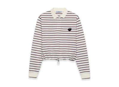 PRADA Stripe Pique Polo Shirt "Clay/Bronze/Light gray"