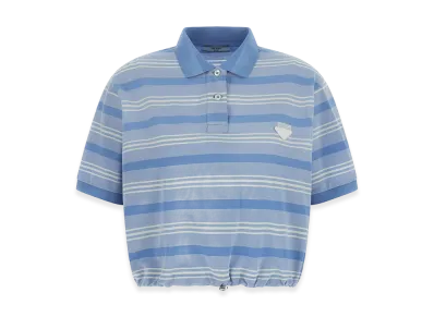 PRADA Women's Cropped Striped Polo Shirt "Lightblue"