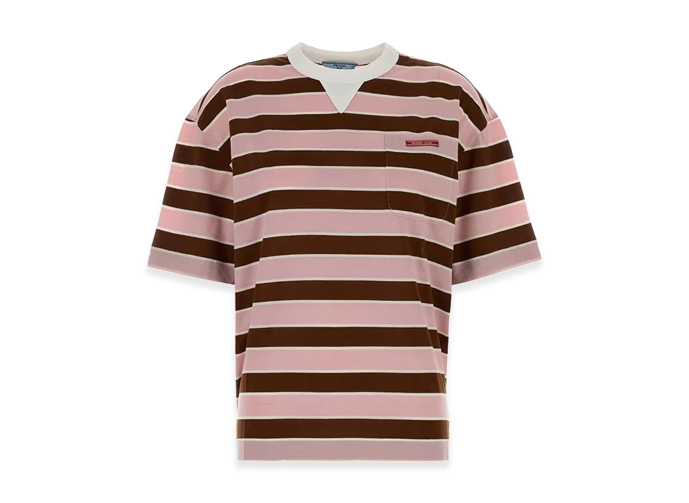 PRADA Women's Embroidecotton Oversize T-Shirt "Stripped"