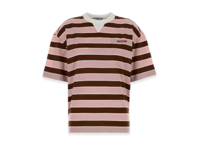PRADA Women's Embroidecotton Oversize T-Shirt "Stripped"