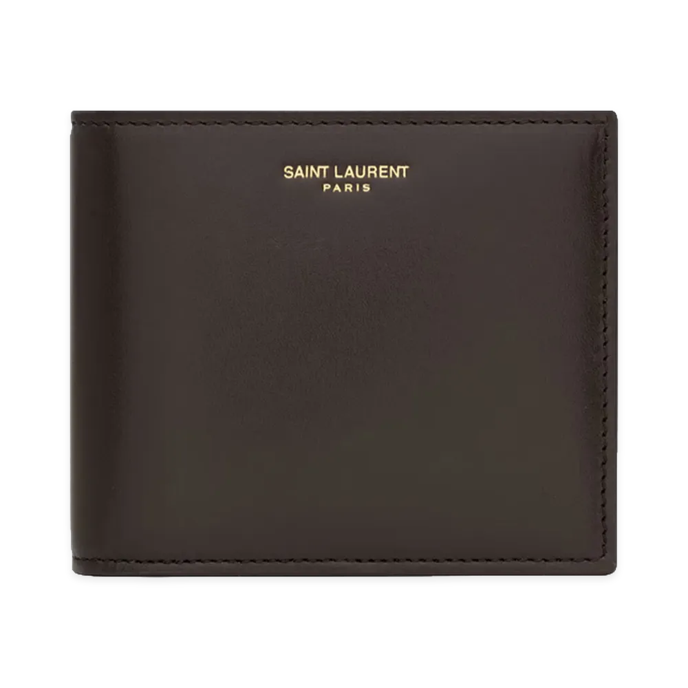 Saint Laurent Portafoglio East/West Paris in Pelle Liscia Bicolore "Choc. Noir/Jerts B."