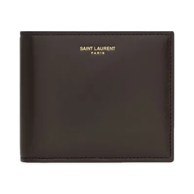 Saint Laurent Portafoglio East/West Paris in Pelle Liscia Bicolore "Choc. Noir/Jerts B."