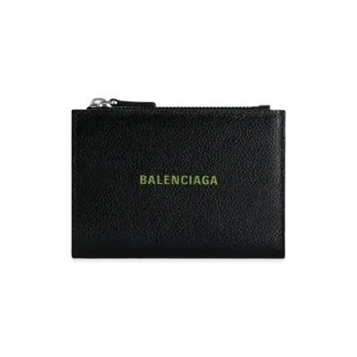 BALENCIAGA Cash Folded Vertical Card Holder Japan Exclusive "Black/Apple Green"