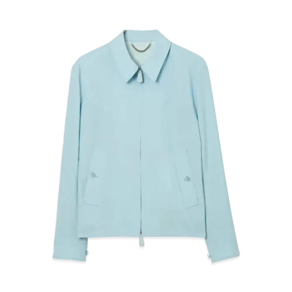 Burberry Men's Monogram Motif Wool Harrington Jacket "Duck Egg Blue"