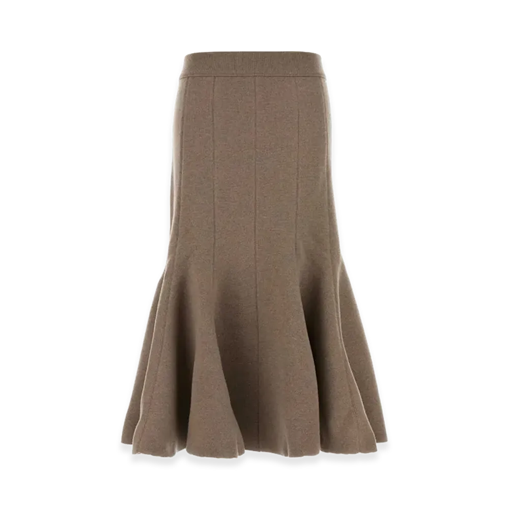Bottega Veneta Women's Cappuccino Cashmere Blend Skirt "Beige"