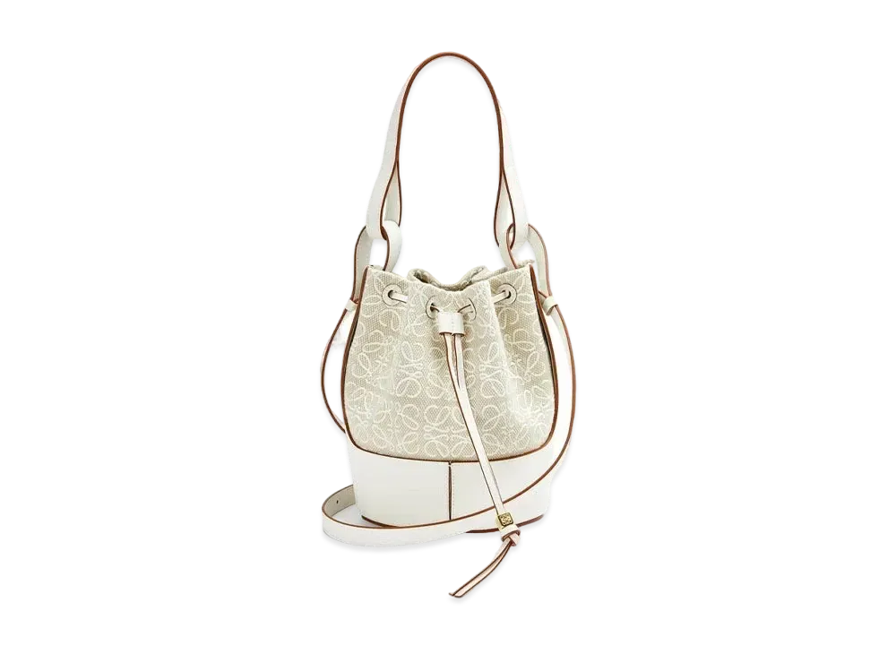 ロエベ バルーンバッグ スモール アナグラムジャカード&カーフ "エクリュ/ソフトホワイト" A710C31X41