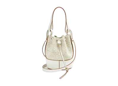 LOEWE Small Balloon Bag In Anagram Jacquard And Calfskin "Ecru/Soft White"