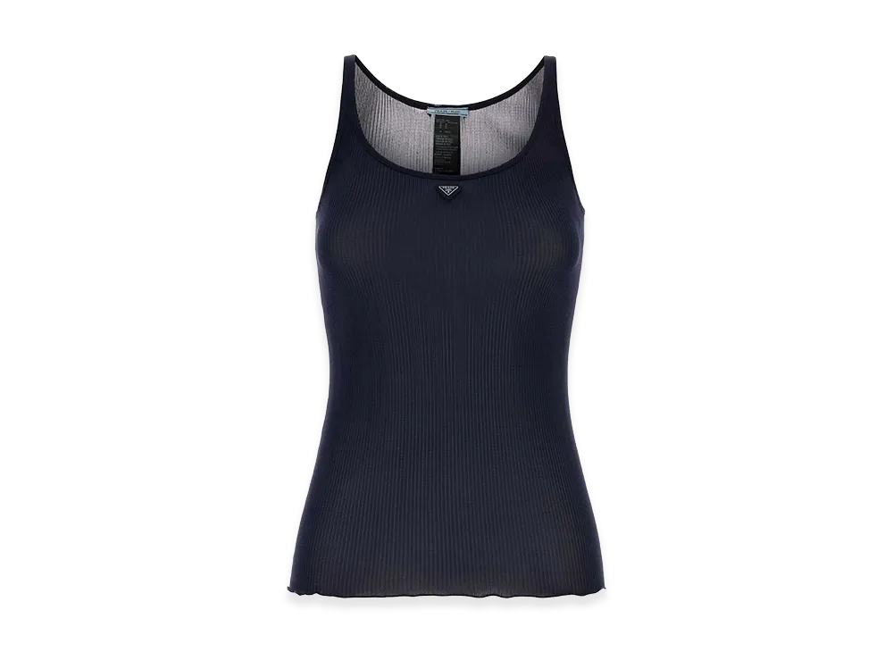 PRADA Women's Silk Tank Top "Navy Blue"