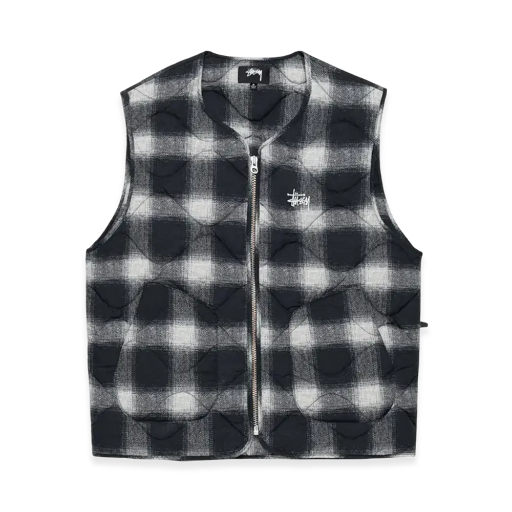 Stussy Plaid Nylon Liner Vest "Black"
