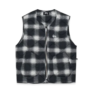 Stussy Plaid Nylon Liner Vest "Black"