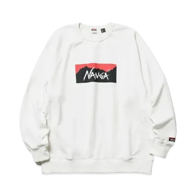 NANGA Eco Hybrid Box Logo Sweatshirt (Unisex) "White"