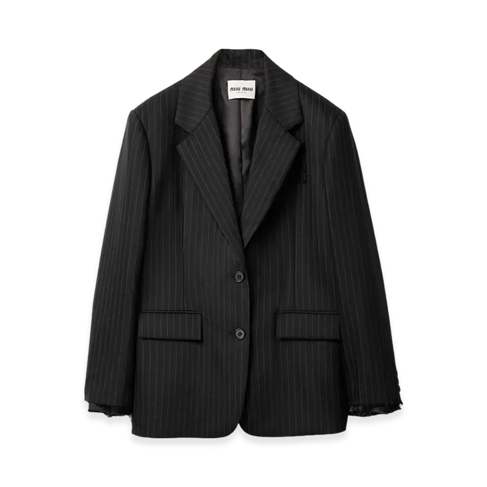 MIU MIU Women's Single-Breasted Pinstripe Jacket "Black"