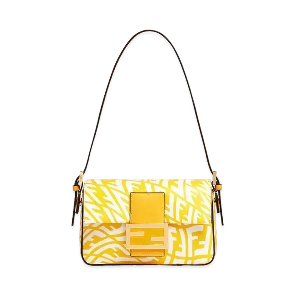 FENDI Mini Baguette 1997 Glazed Canvas Bag "Yellow"