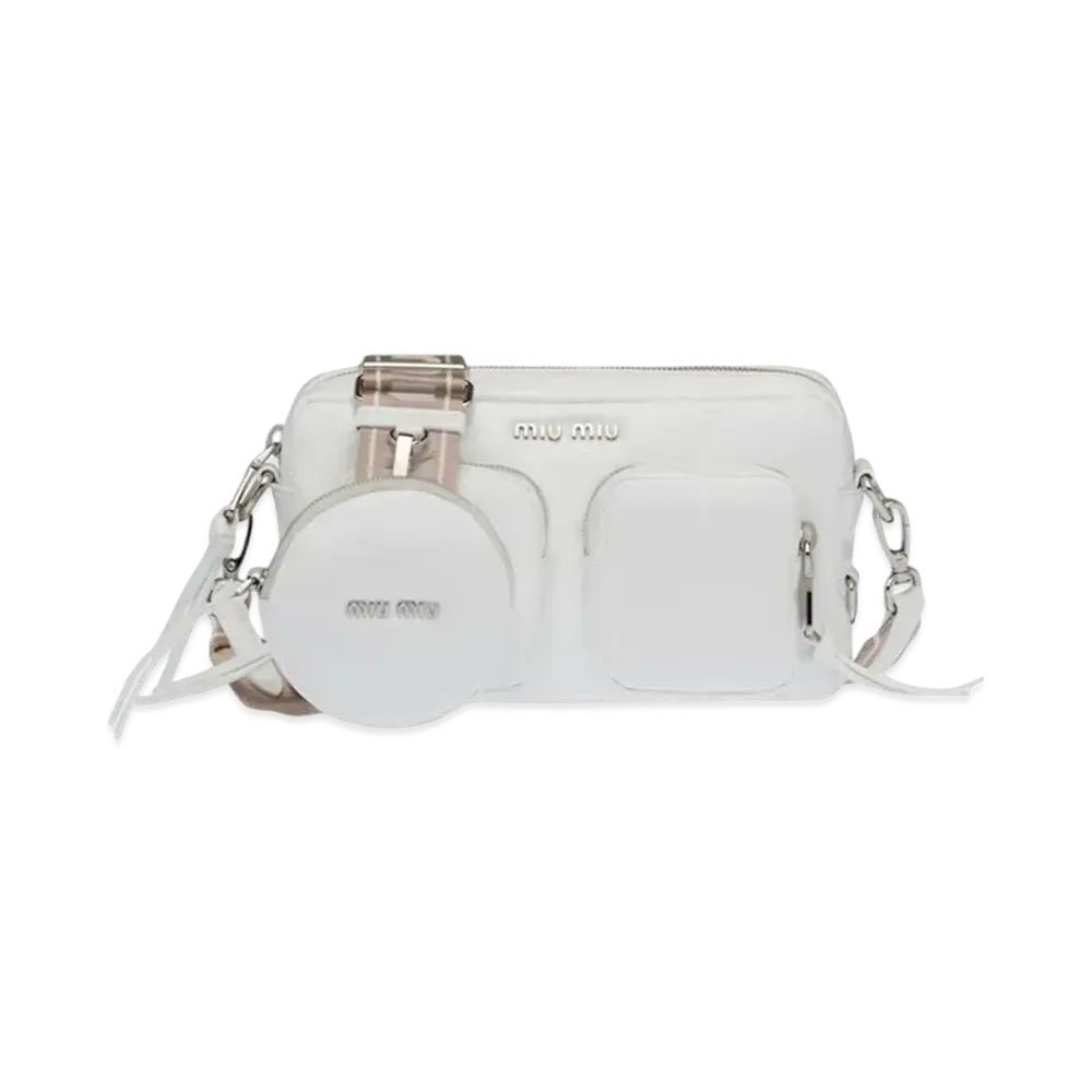 MIU MIU Pantentna Plack Shoulder Bag "White"