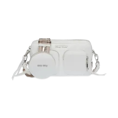MIU MIU Pantentna Plack Shoulder Bag "White"