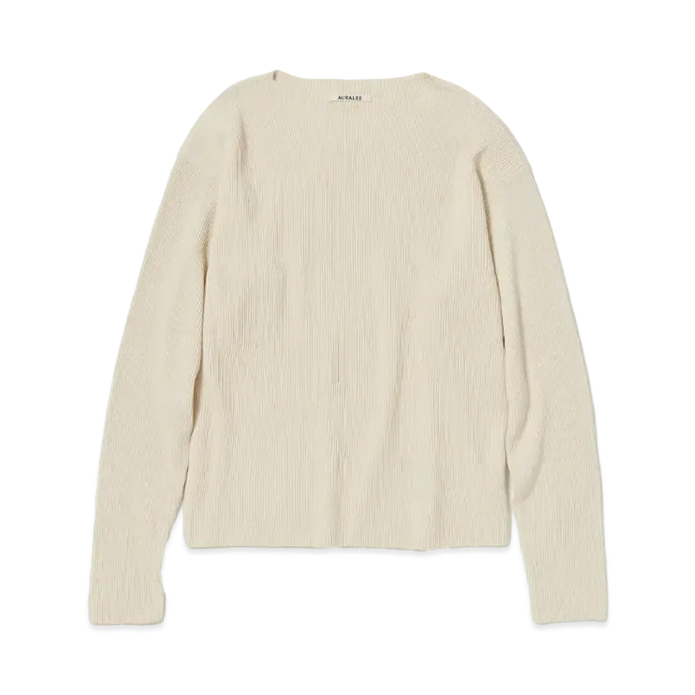 AURALEE Super Hard Twist Rib Knit Boat Neck P/O "Ivory"