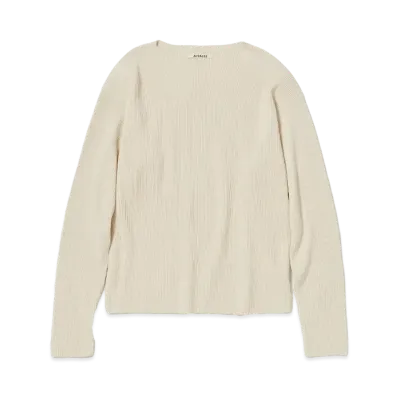 AURALEE Super Hard Twist Rib Knit Boat Neck P/O "Ivory"